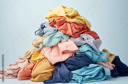  A pile of , in various colors and sizes, stacked on top of each other to create an abstract shape