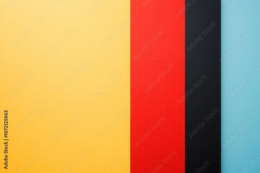 A vibrant display of colored surfaces: yellow, red, black, and blue create a striking, modern visual arrangement. A vibrant display of colored surfaces: yellow, red, black, and blue create a striking, modern visual arrangement.