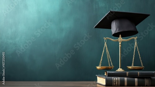 Obraz na płótnie Explore the balance of education and justice a visual representation of the scales of justice with a graduation cap symbolizing academic achievement w salonie