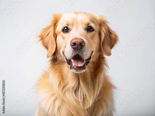 Beautiful Golden Retriever Dog Isolated on White Background with Ample Copy Space for Advertising or Promotional Use, Capturing Its Playful and Friendly Nature Perfectly