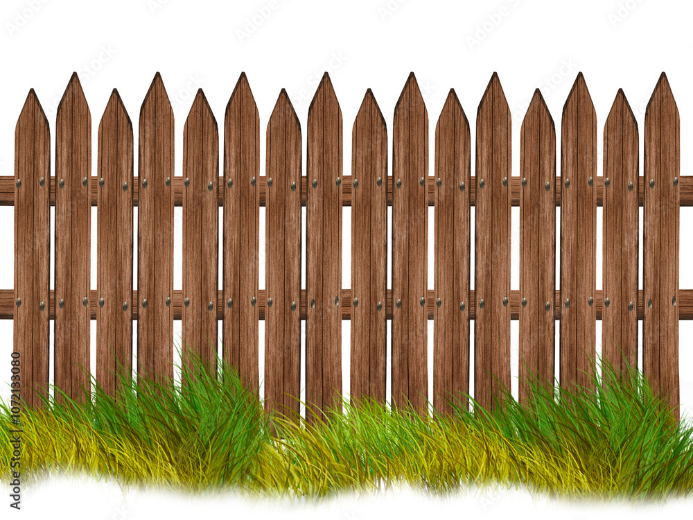 Brown wooden fence isolated on white background Brown wooden fence isolated on white background