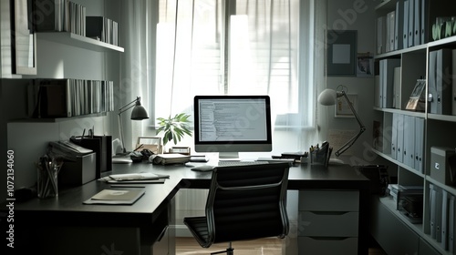 Wallpaper Mural Cozy workspace, ambient and organized, dusk, environmental portrait Torontodigital.ca