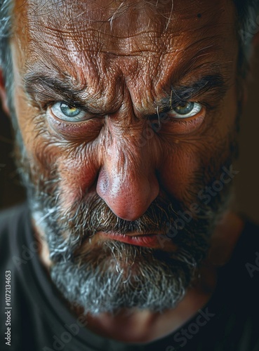 Close Up Portrait of Angry Man photo