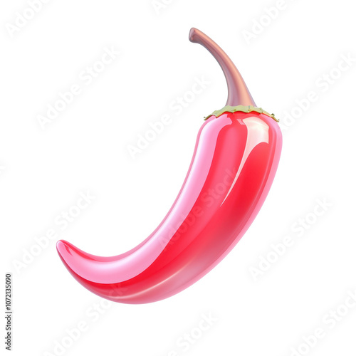 Vibrant Red Hot Chili Peppers, 3D Rendered Icon, Flat Illustration, Isolated on White Background, Bold Culinary Symbol