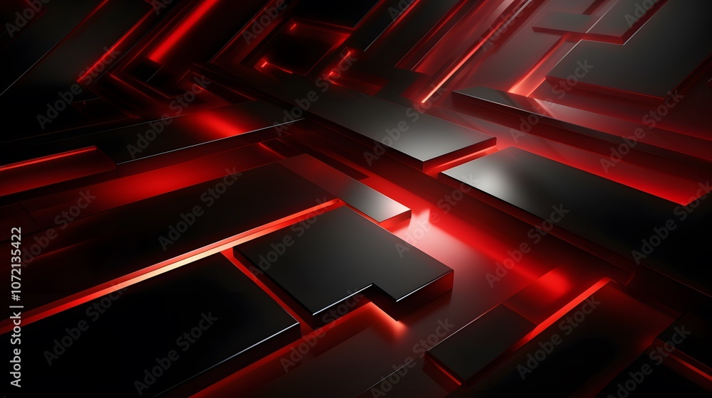 3d rendering of black and red abstract geometric background. Scene for advertising, technology, showcase, banner, game, sport, cosmetic, business, metaverse. Sci-Fi Illustration. Product display
3d rendering of black and red abstract geometric background. Scene for advertising, technology, showcase, banner, game, sport, cosmetic, business, metaverse. Sci-Fi Illustration. Product display