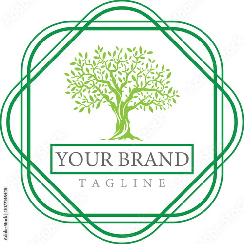 Root Of The Tree Vector Logo Illustration of Life stamp seal logo design inspiration.