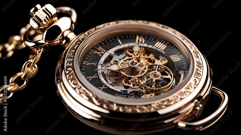 Explore the Timeless Elegance of a Gold Pocket Watch Featuring Roman Numerals and Intricate Design Elements