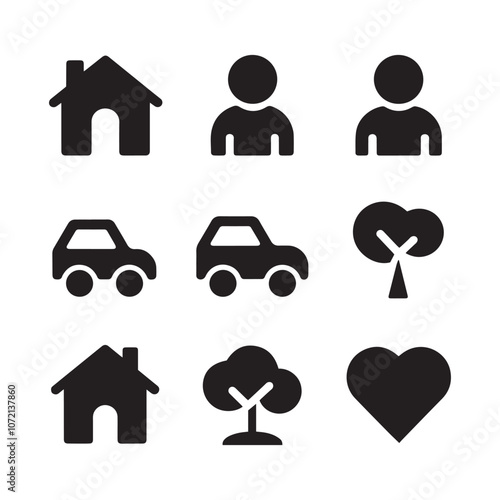 A set silhouette vector  of a different icons Set
