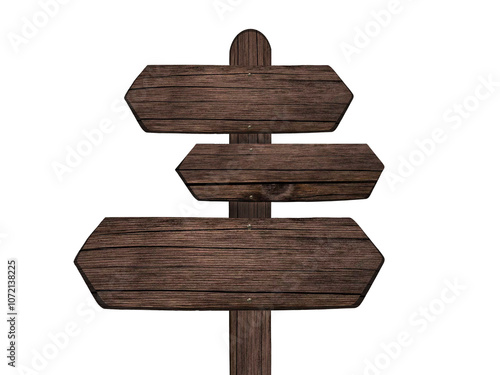 Wooden sign , dark wood isolated on white background