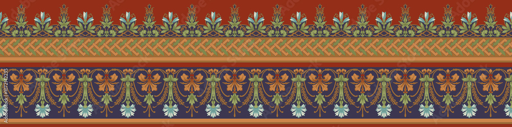 seamless beautiful wallpaper cards border design floral leaf vintage ornament Victorian geometric ethnic print paisley pattern