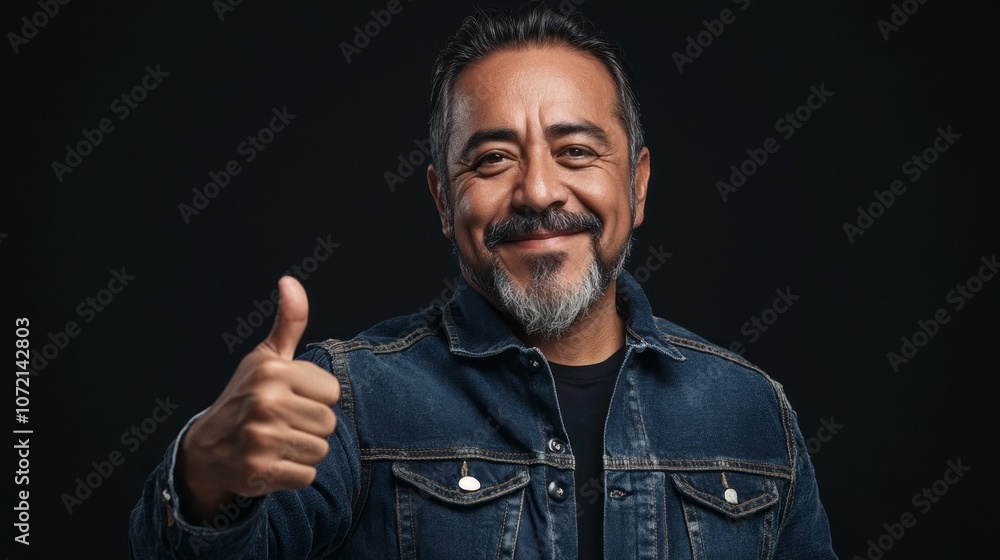 A man with a big smile on his face is giving a thumbs up A man with a big smile on his face is giving a thumbs up