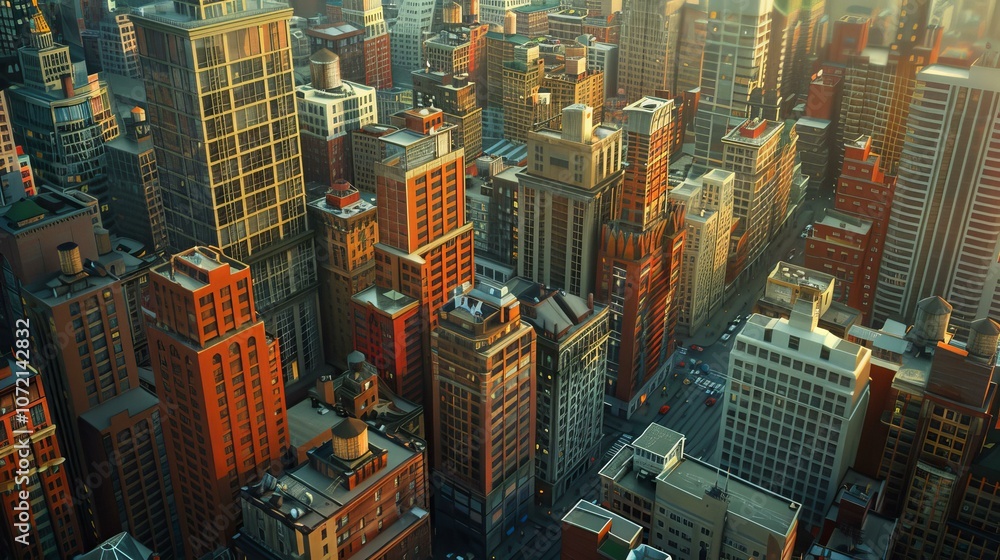 Obraz premium Aerial View of Skyscrapers in a City
