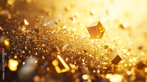 Happy New Year gold geometric polygonal background photo