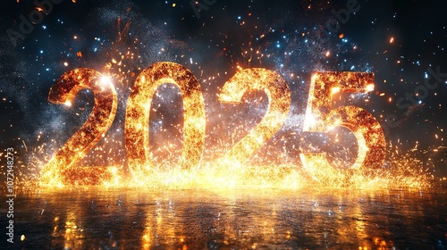 2025 typography design concept. Happy New Year 2025 cover design celebration background photo