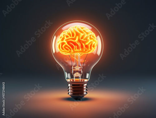 Glowing Brain Inside a Light Bulb