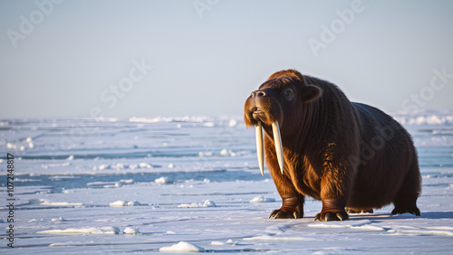 Walrus cow on ice floe photo