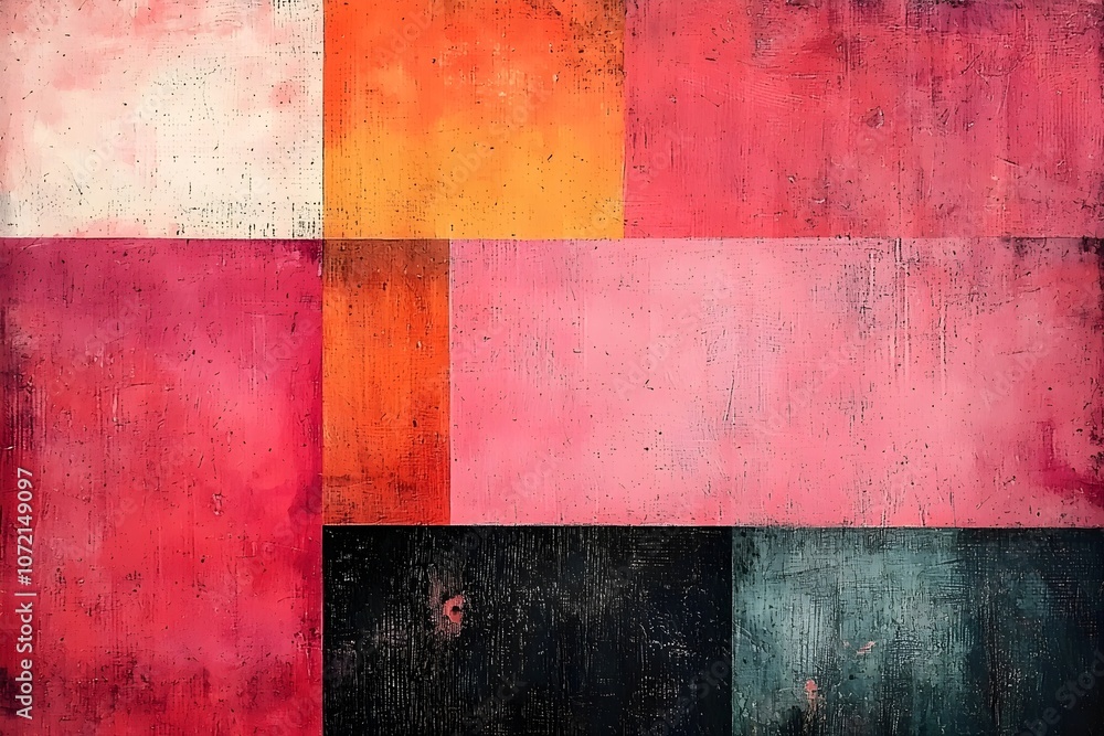Fototapeta premium A vibrant abstract composition featuring a blend of rich shades including pink, red, orange, and black, creating a bold visual contrast with a textured finish.