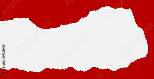 Red Ripped Paper Frame On White Background. Torn. Abstract Business Banner. Vector Illustration