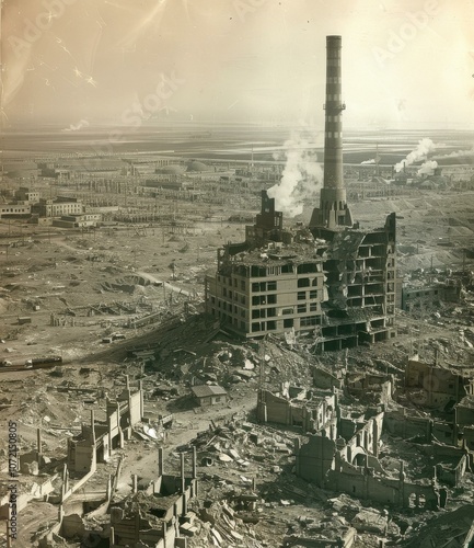 Ruins of the Anshan Iron and Steel Works after the Soviet invasion of Manchuria photo