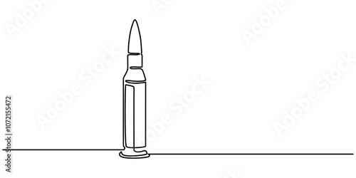 Single continuous line drawing of a bullets. One continuous line drawing of cartridge. Vector illustration. Linear bullet or patron, bullet continuous line drawing, sketch, vector, Continuous one 