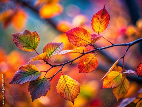 Captivating Macro Photography of Autumn Branches Showcasing Vibrant Leaves and Nature's Beauty in a Serene Fall Landscape