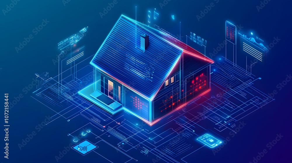 Futuristic Smart Home Digital Blueprint Futuristic Smart Home Digital Blueprint