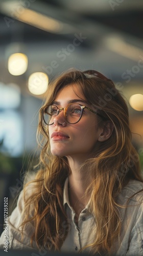 Thoughtful Woman in a Cafe