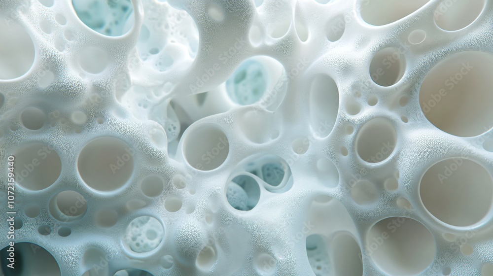 Intricate Close-Up of White Foam Structure with Bubbles of Varying Sizes, Showcasing Organic Design and Textural Detail for Creative Projects Intricate Close-Up of White Foam Structure with Bubbles of Varying Sizes, Showcasing Organic Design and Textural Detail for Creative Projects