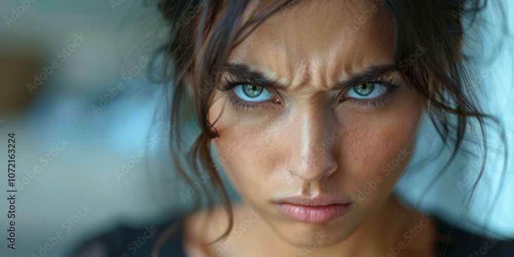 Close Up Portrait of a Woman with Intense Expression Close Up Portrait of a Woman with Intense Expression