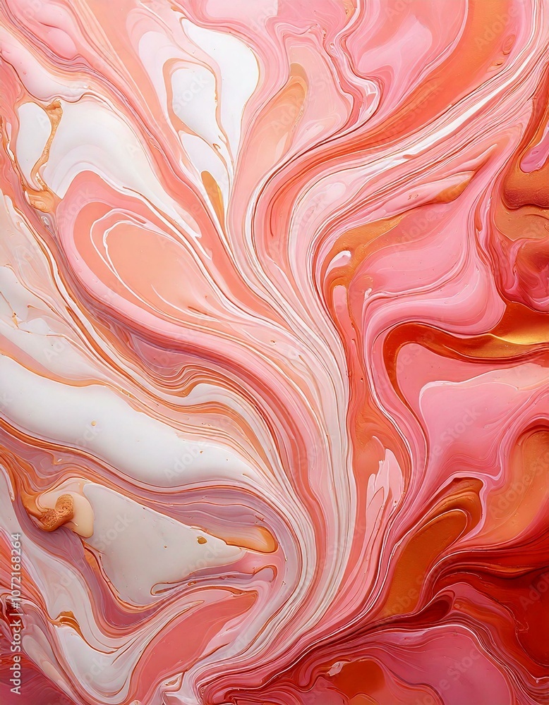 Pastel Pink and Peach Marble-Inspired Fluid Art Pastel Pink and Peach Marble-Inspired Fluid Art