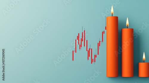 Stock market candles indicating financial trends and trading strategies.