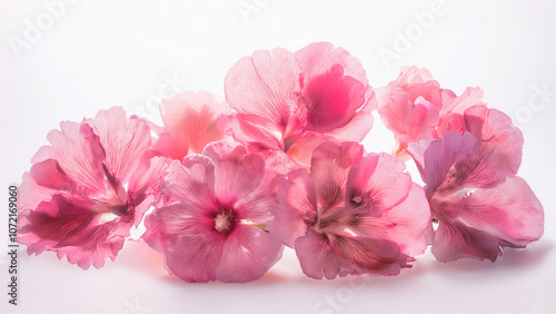 Wallpaper Mural Flores rosadas delicadas decorativas románticas sobre fondo blanco Torontodigital.ca