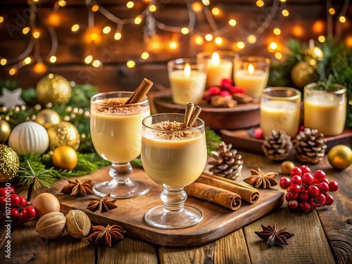 Celebrate the Joy of Holiday Egg Nog: A Panoramic Scene of Festive Cheer, Creamy Richness, and Cozy Gatherings During the Most Wonderful Time of the Year