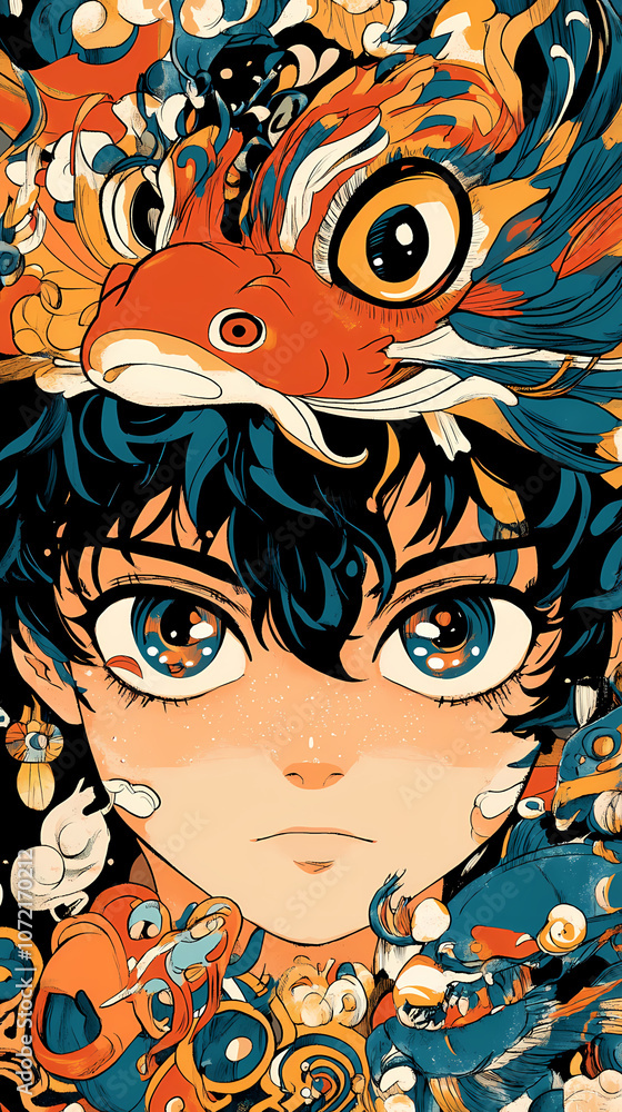 Fototapeta premium Anime Manga Ancient Hybrid God: Half Human, Half Creature