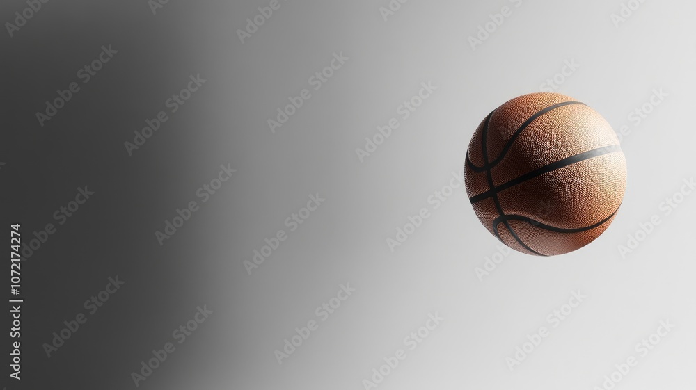 Basketball floating mid-air against gradient background Basketball floating mid-air against gradient background