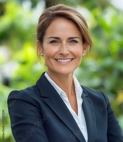 Portrait of Confident Business Woman Smiling in Suit