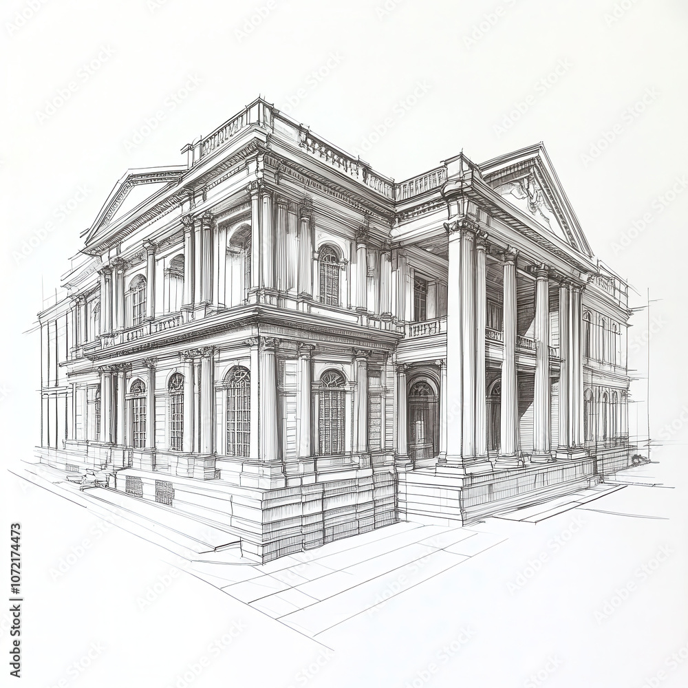 Classic Victorian Building Sketch Classic Victorian Building Sketch