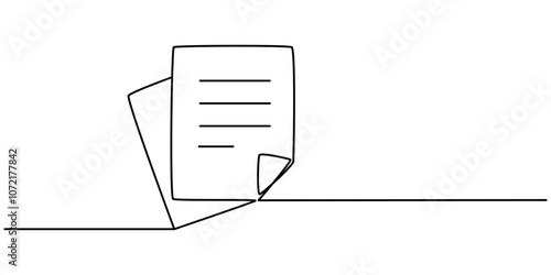 One continuous line vector drawing of a folder. Outline documents background icon. Saving securities vector icon. Vector illustration, A single line drawing of a file or document. Continuous line page