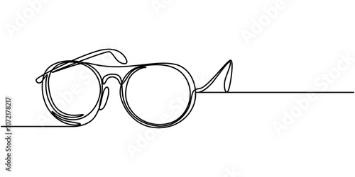 Glasses icon line continuous drawing vector. One line Glasses vector background. eyeglasses icon. Continuous outline of a eyeglasses, Continuous line drawing of glasses. One line of eyeglasses.