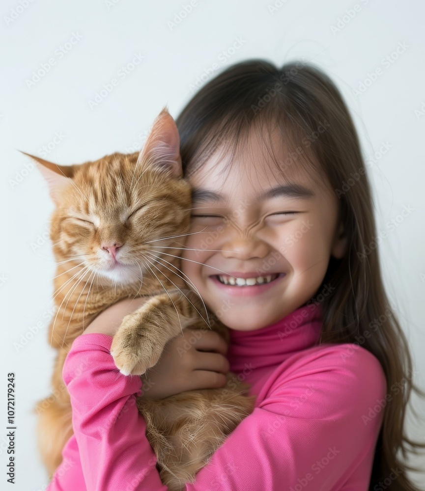 little girl hugging an orange cat little girl hugging an orange cat