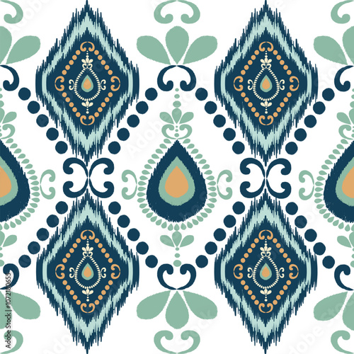 Seamless Ikat Geometric Pattern for Textile Fabric Design Inspired Pattern