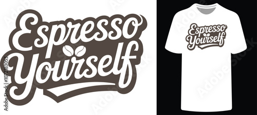 Premium men’s T-shirt featuring 'Espresso Yourself' an eye-catching illustration design that perfectly combines class and style.