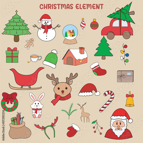 Christmas and New Year icon set vector illustration