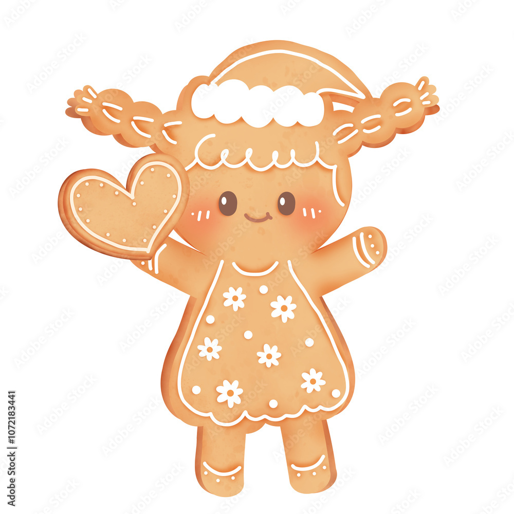 Fototapeta premium Cute Gingerbread Cookie Character for Christmas decoration 