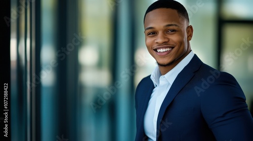 Confident young businessman smiling at the camera