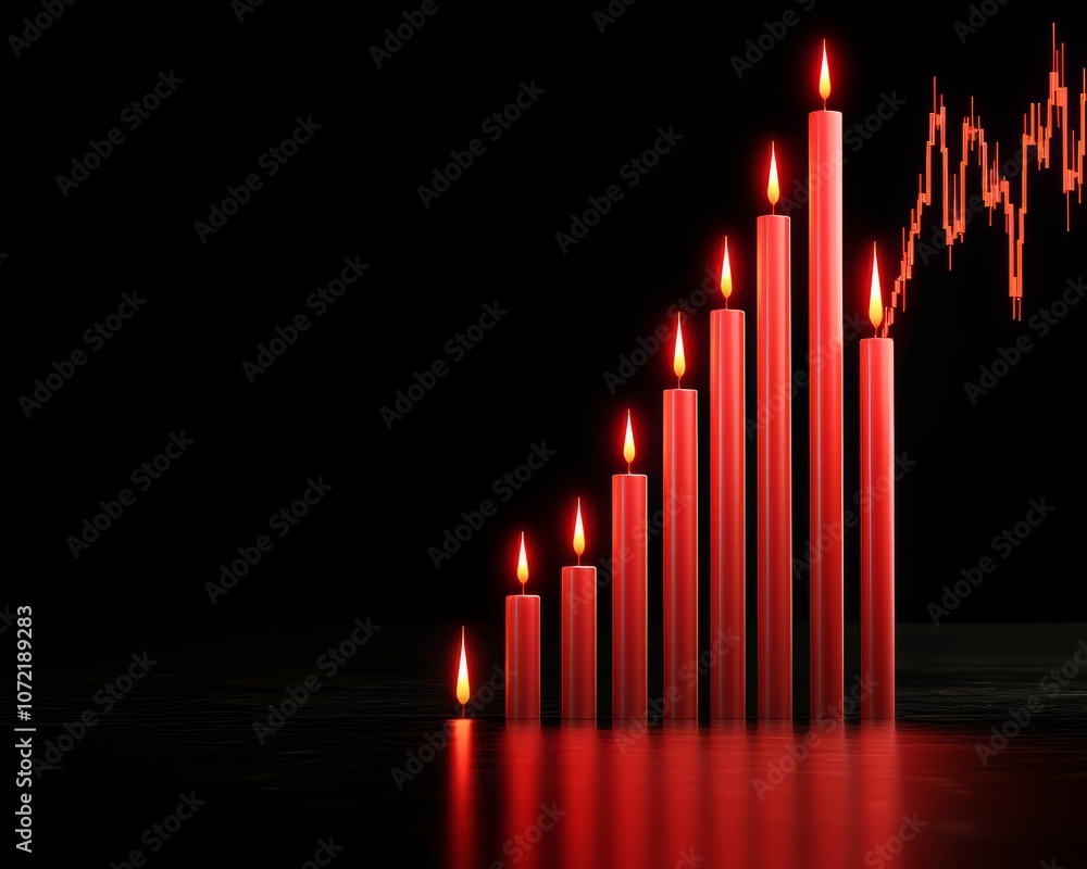 Red candles symbolize growth and financial success in a dark environment. Red candles symbolize growth and financial success in a dark environment.