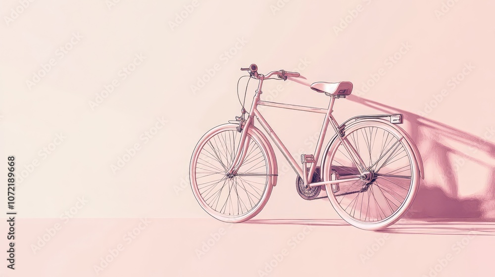 Line art of a bicycle with clean, minimal lines against a solid pastel backdrop. Line art of a bicycle with clean, minimal lines against a solid pastel backdrop.