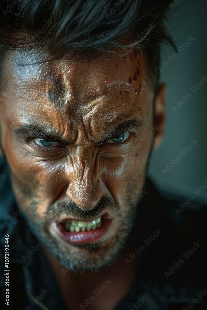 Close Up Angry Caucasian Man Face Portrait Close Up Angry Caucasian Man Face Portrait