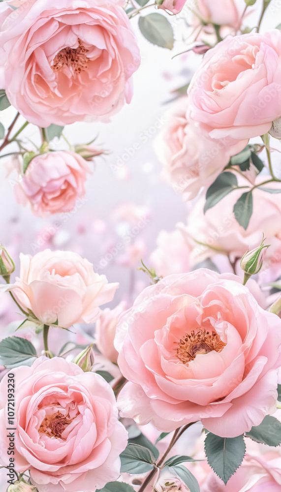 Pink roses in a delicate and romantic floral arrangement Pink roses in a delicate and romantic floral arrangement