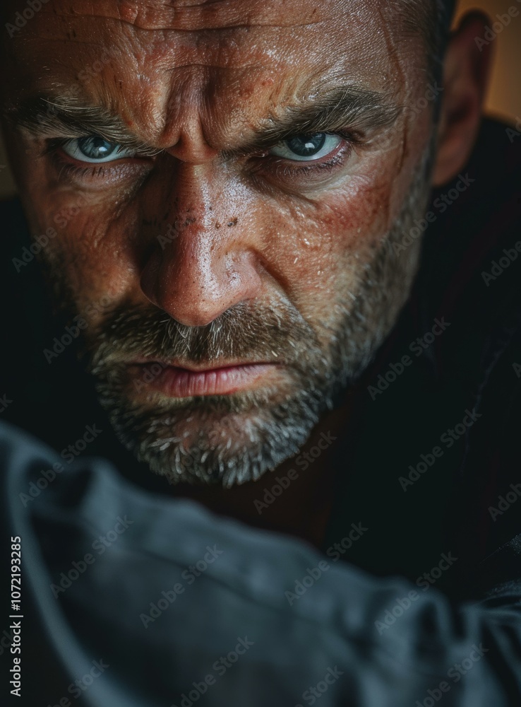 Closeup Portrait of a Man with Angry Expression Closeup Portrait of a Man with Angry Expression